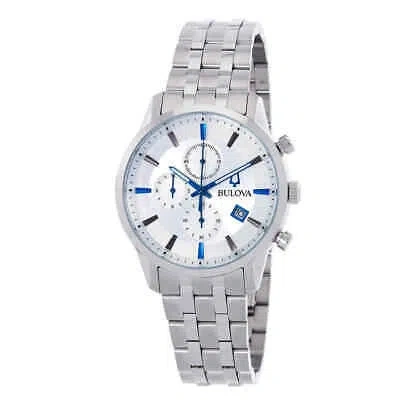 Pre-owned Bulova Sutton Chronograph Quartz Silver Dial Men's Watch 96b404
