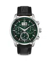 Bulova Sutton Leather Chronograph Mens Watch In Green/black
