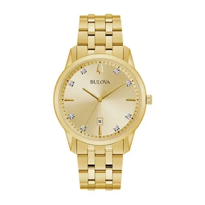 BULOVA SUTTON MENS GOLD TONE STAINLESS STEEL BRACELET WATCH 97D123