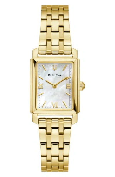 Bulova Sutton Mother-of-pearl Bracelet Watch, 21mm In Gold