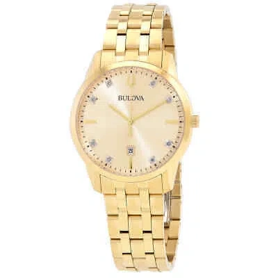 Pre-owned Bulova Sutton Quartz Diamond Champagne Dial Men's Watch 97d123