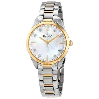Pre-owned Bulova Sutton Quartz Diamond Mop Dial Ladies Watch 98p184