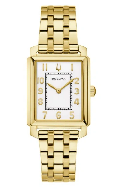 Bulova Sutton Rectangular Bracelet Watch, 25mm X 37mm In Gold