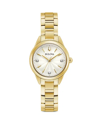 Bulova Women's Regatta Diamond-accent Gold-tone Stainless Steel Bracelet Watch 30mm