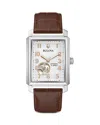 Bulova Sutton Automatic Alligator-grain Leather Mens Watch In Brown