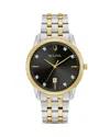 Bulova Sutton Mens Two Tone Stainless Steel Bracelet Watch 98d165 In Black