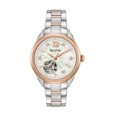 Bulova Sutton Womens Automatic Two Tone Bracelet Watch 98p170 In Metallic