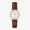 Bulova Sutton Womens Diamond Accent Brown Leather Strap Watch 97p170 In Transparent