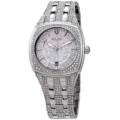 Pre-owned Bulova Swarovski Crystal Pave Men's Watch 96b296