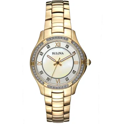 Bulova Swarovski Crystal Pavé Quartz Bracelet Watch, 32mm In Gold-tone
