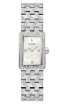 Bulova Swarovski Crystal Three Hand Quartz Bracelet, 19.3mm X 7.6mm In Silver