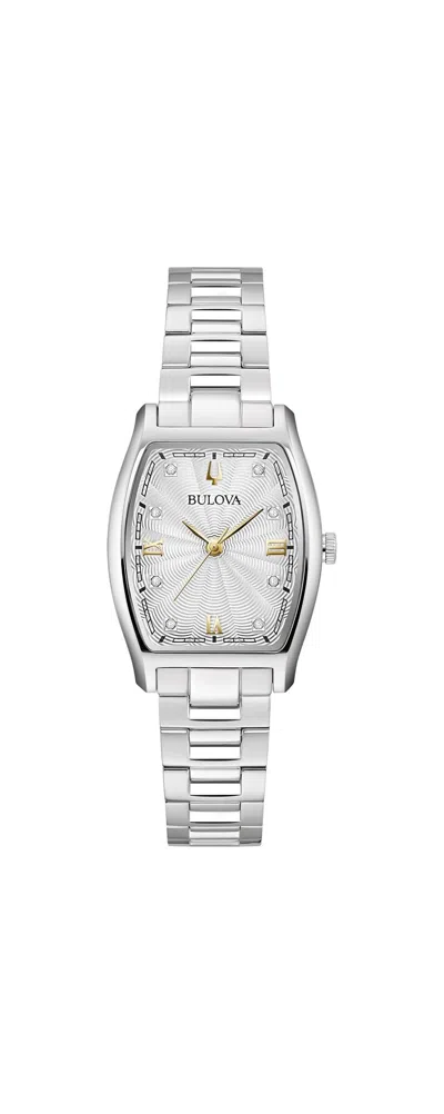 Bulova Tank Quartz Silver Dial Ladies Watch In Metallic