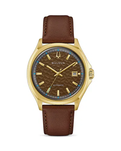 Bulova Tony Bennett Nyc Brown Strap Watch, 39mm In Orange