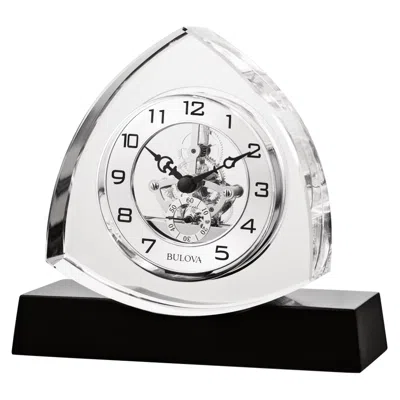 Bulova Trident Crystal Glass 6 3/4"w Skeleton Table Clock