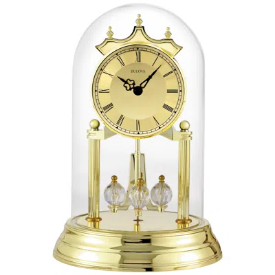Bulova Tristan I Brass With Glass Dome 9" High Table Clock