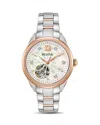 Bulova Two-tone Automatic Watch, 34.5mm In White/rose