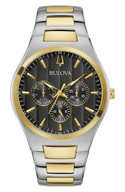 Bulova Two-tone Bracelet Strap Multifunction Watch, 42mm In Gray
