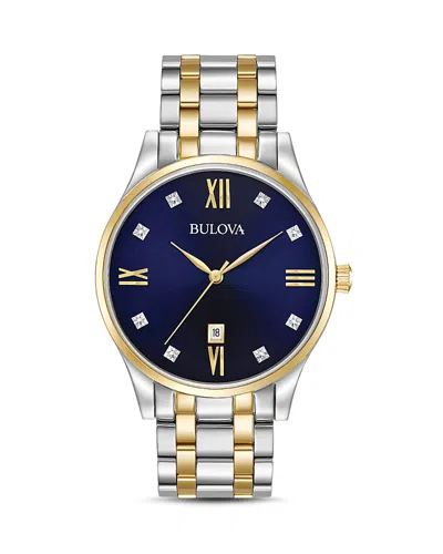BULOVA TWO-TONE DIAMONDS WATCH, 40MM,98D130