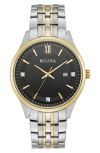Bulova Two-tone Stainless Steel Quartz Diamond Embellished Bracelet Watch, 32mm In Two-tone