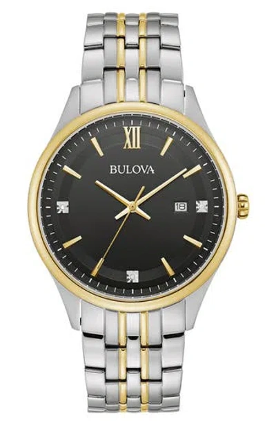 Bulova Two-tone Stainless Steel Quartz Diamond Embellished Bracelet Watch, 32mm