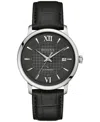 Bulova Unisex Automatic Hudson Black Leather Strap Watch 39mm In No Color