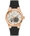 Bulova Unisex Automatic Latin Grammy Black Silicone Strap Watch 38mm In No Color