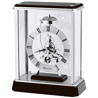 Bulova Vantage Black And Chrome 10" High  Table Clock
