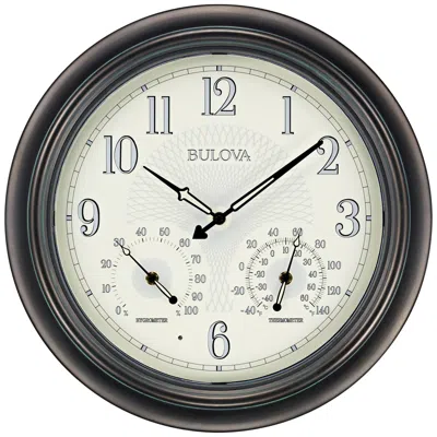 Bulova Weather Master Oiled Bronze 18" Round Wall Clock In Brown
