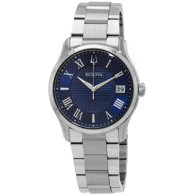 Bulova Wilton Classic Quartz Blue Dial Men's Watch 96b386 In Metallic