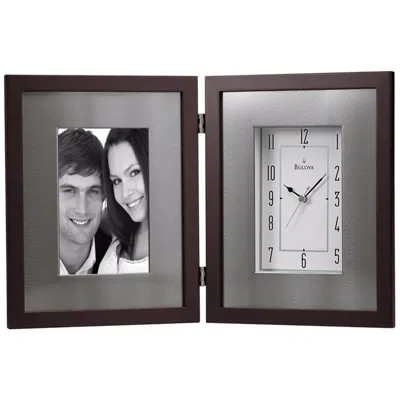 Bulova Winfield Espresso Brown 15" Wide Picture Frame Table Clock