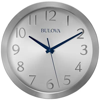 Bulova Winston Silver Metal 9 3/4" Round Wall Clock