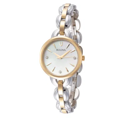 Bulova Women's 30mm Two Tone Quartz Watch 98p212 In Gold