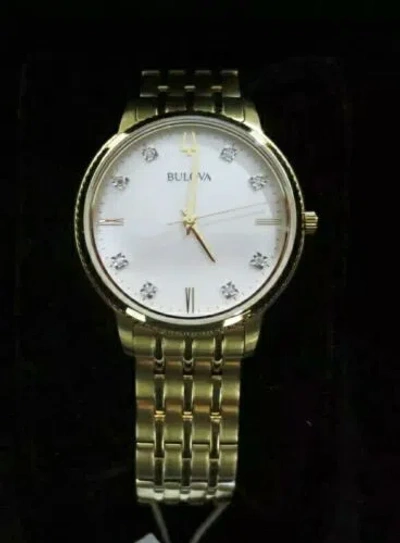 Pre-owned Bulova Gold Tone Diamond Accent Dial Women's Watch 34mm