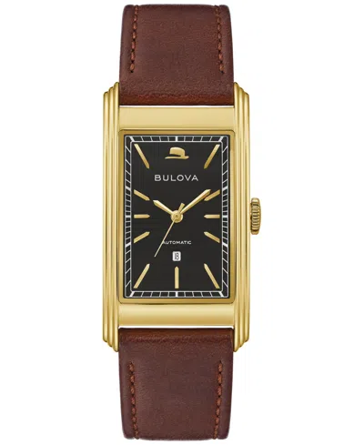 BULOVA MEN'S AUTOMATIC FRANK SINATRA CHAIRMAN OF THE BOARD BROWN LEATHER STRAP WATCH 26MM