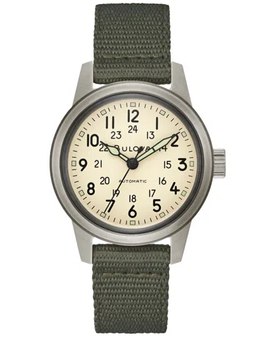 Bulova Men's Automatic Hack Green Nylon Strap Watch 38mm In No Color