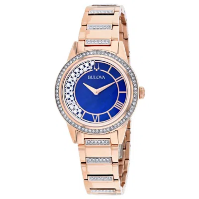 Bulova Women's Blue Mother Of Pearl Dial Watch In Gold