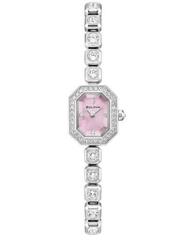 Bulova Women's Box Set Crystal Silver-tone Stainless Steel Bracelet Watch 15mm