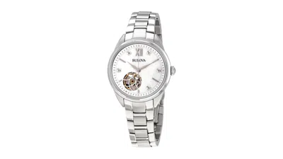 Pre-owned Bulova Women's  Automatic Diamond 96p181 Watch In Stainless Steel In Silver