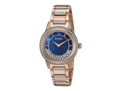 Pre-owned Bulova Women's  Crystal Turnstyle 98l247 Watch In Stainless Steel In Silver