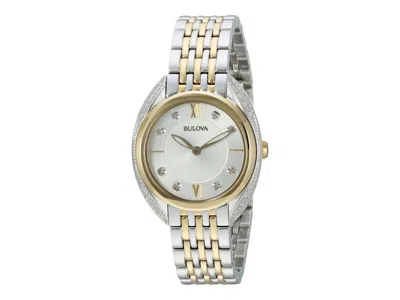 Pre-owned Bulova Women's  Diamond Twotone 98r229 Watch In Stainless Steel In Silver