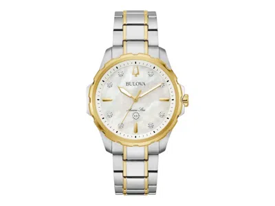Pre-owned Bulova Women's  Marine Star 98p227 Watch In Stainless Steel
