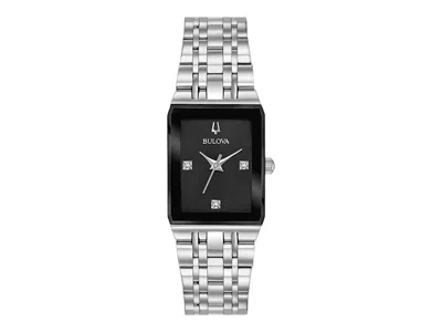 Pre-owned Bulova Women's  Quadra Diamond 96p202 Watch In Stainless Steel In Silver