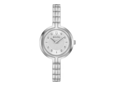 Pre-owned Bulova Women's  Rhapsody Diamond 96p214 Watch In Stainless Steel In Silver