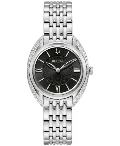 Bulova Women's Classic Diamond (1/10 Ct. T.w.) Stainless Steel Bracelet Watch 30mm, A Macy's Exclusive In Silver-tone