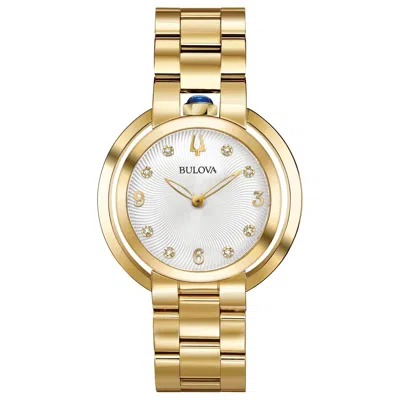 Pre-owned Bulova Women's Classic Quartz Jeweled Gold Stainless Steel Watch 35 Mm 97p125