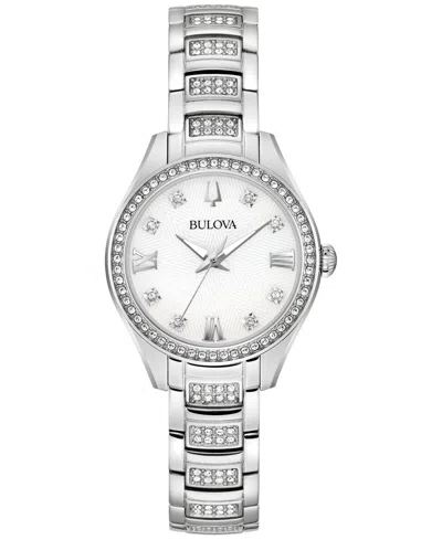BULOVA WOMEN'S CRYSTAL STAINLESS STEEL BRACELET WATCH 29MM