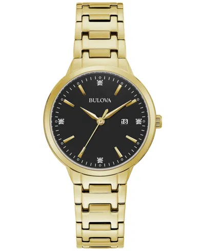 Bulova Women's Diamond Accent Gold-tone Stainless Steel Bracelet Watch 33mm In No Color