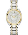 Bulova Women's Duality Diamond (1/10 Ct. T.w.) Two-tone Stainless Steel Bracelet Watch Box Set 34mm In Two-tone