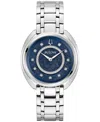 Bulova Women's Duality Diamond (1/8 Ct. T.w.) Stainless Steel Bracelet Watch Box Set 34mm In Silver-tone