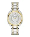 Bulova Women's Duality Diamond (1/10 Ct. T.w.) Two-tone Stainless Steel Bracelet Watch Box Set 34mm In Silver